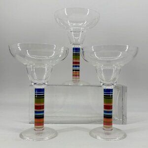 Vintage Rainbow Stemmed Margarita‎ Plastic DuraClear Lot of 3